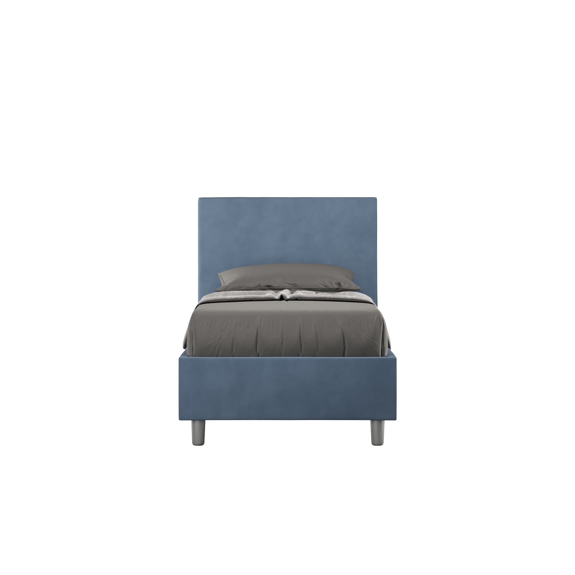 Letto singolo imbottito 80x200 microfibra Adele senza rete, con rete e contenitore