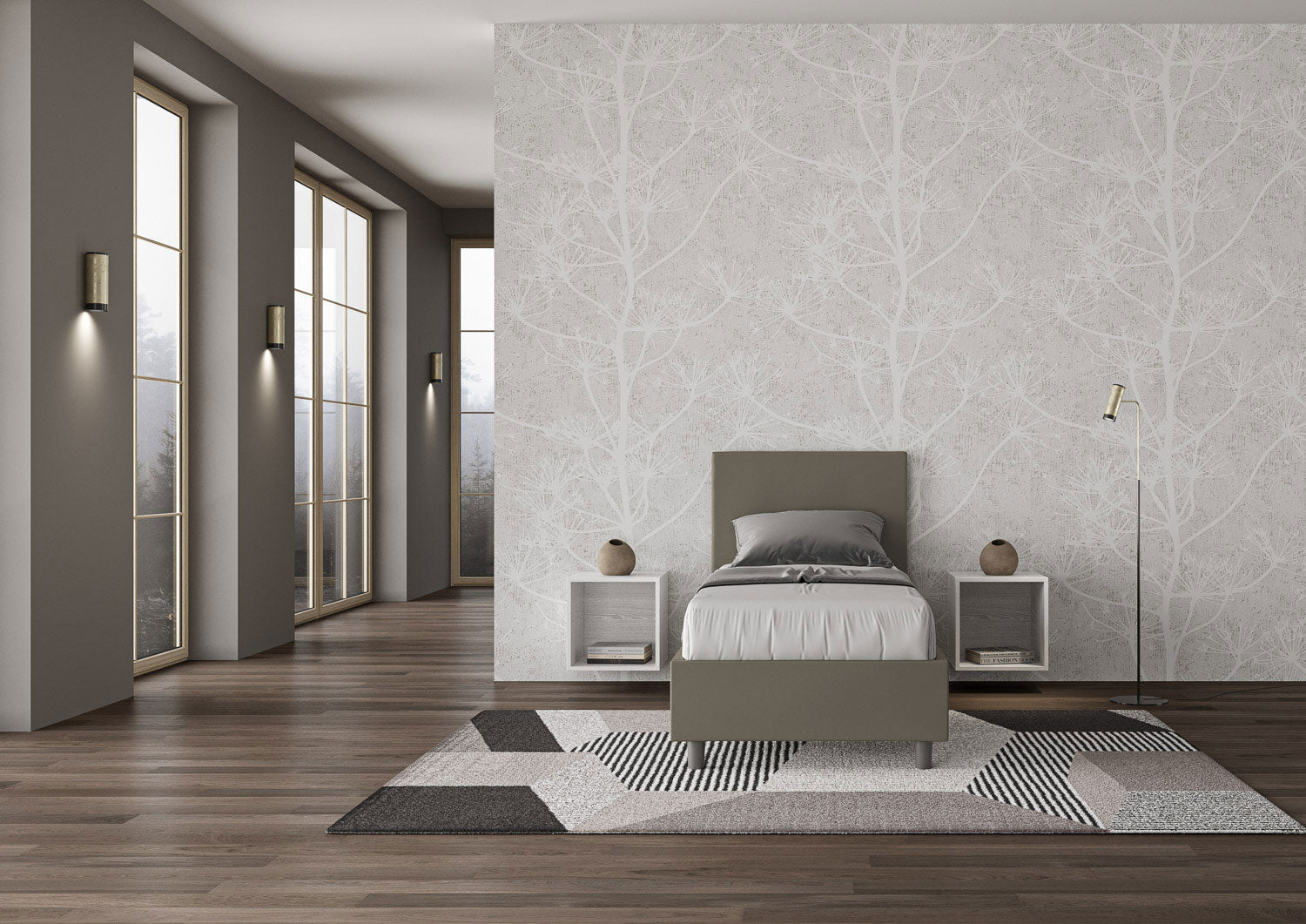 Letto singolo imbottito 80x210 similpelle Adele senza rete e contenitore