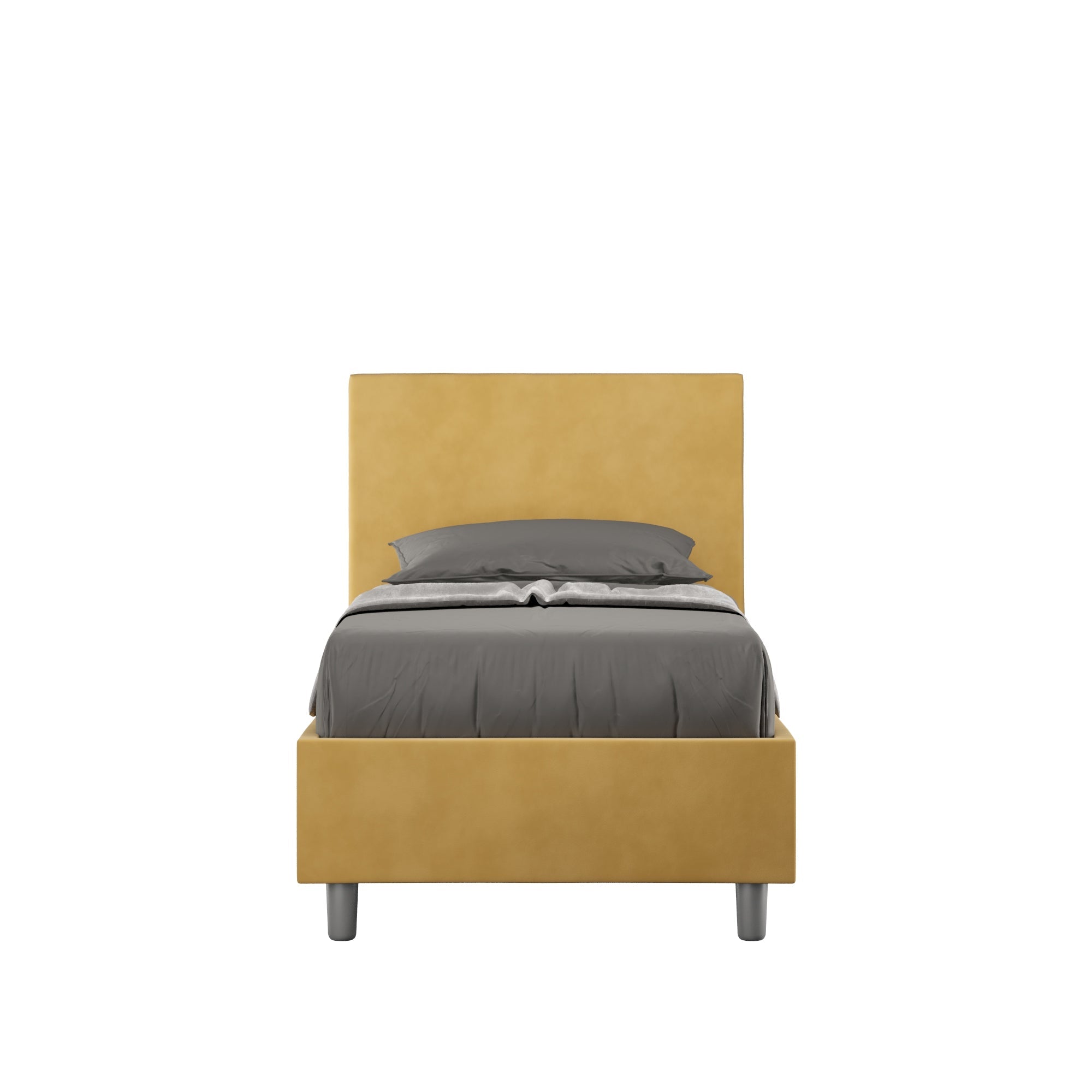 Letto singolo imbottito 80x210 microfibra Adele senza rete, con rete, contenitore