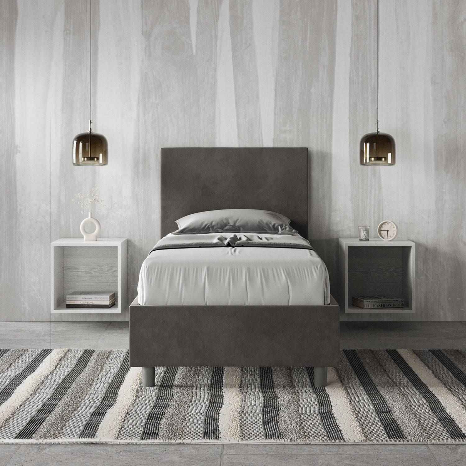 Letto singolo contenitore imbottito microfibra Adele