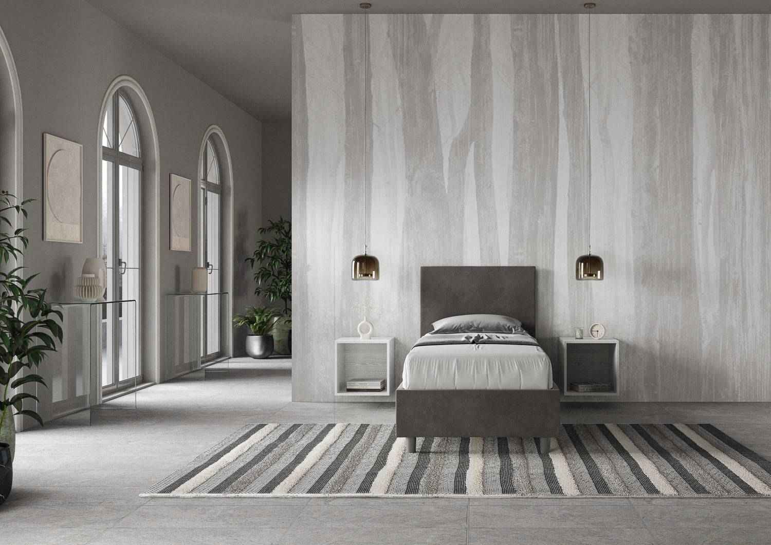 Letto singolo contenitore imbottito microfibra Adele