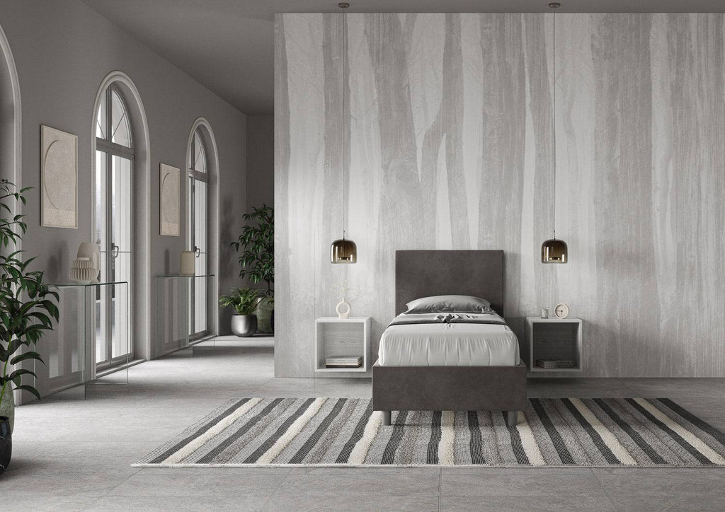 Letto singolo contenitore imbottito 90x210 microfibra Adele