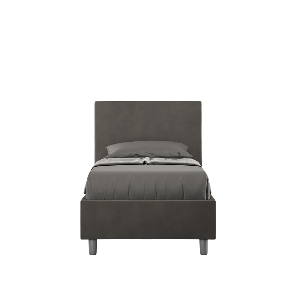 Letto singolo imbottito 80x200 microfibra Adele senza rete, con rete e contenitore