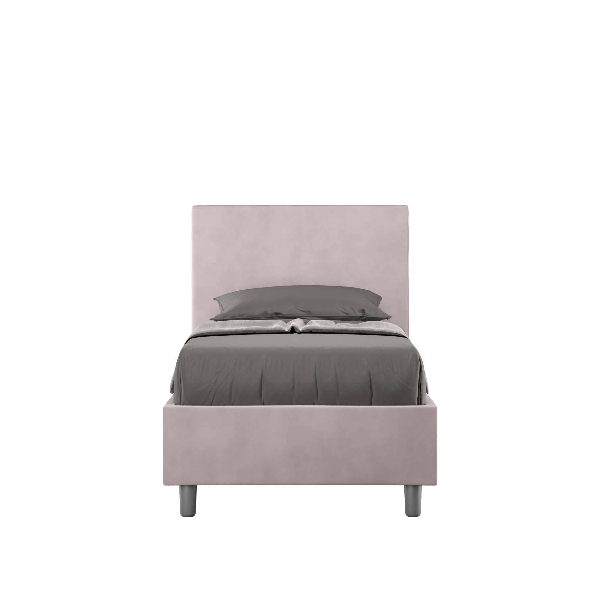 Letto singolo imbottito 80x200 microfibra Adele senza rete, con rete e contenitore