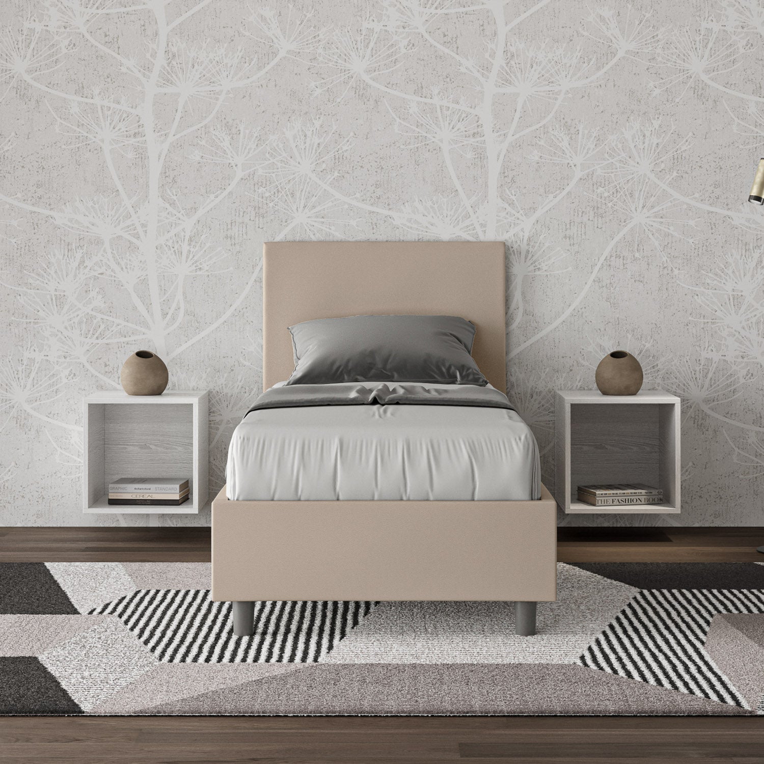 Letto singolo imbottito 80x210 similpelle Adele senza rete e contenitore