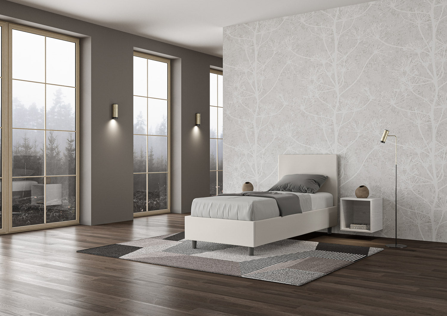 Letto singolo imbottito 80x210 similpelle Adele senza rete e contenitore