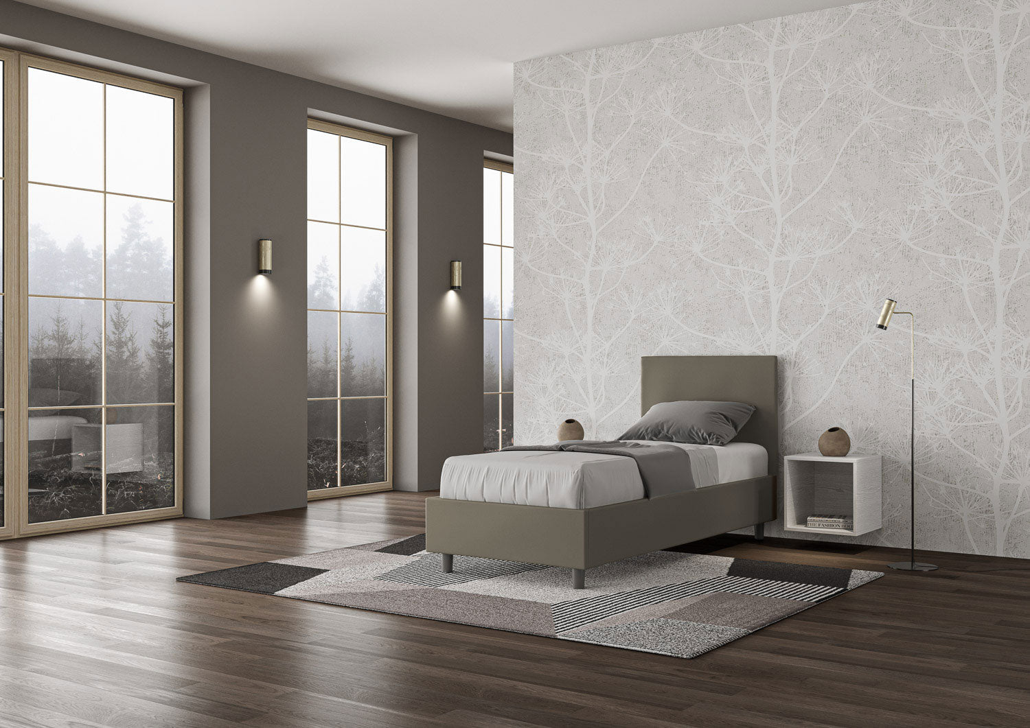 Letto singolo imbottito 80x210 similpelle Adele senza rete e contenitore