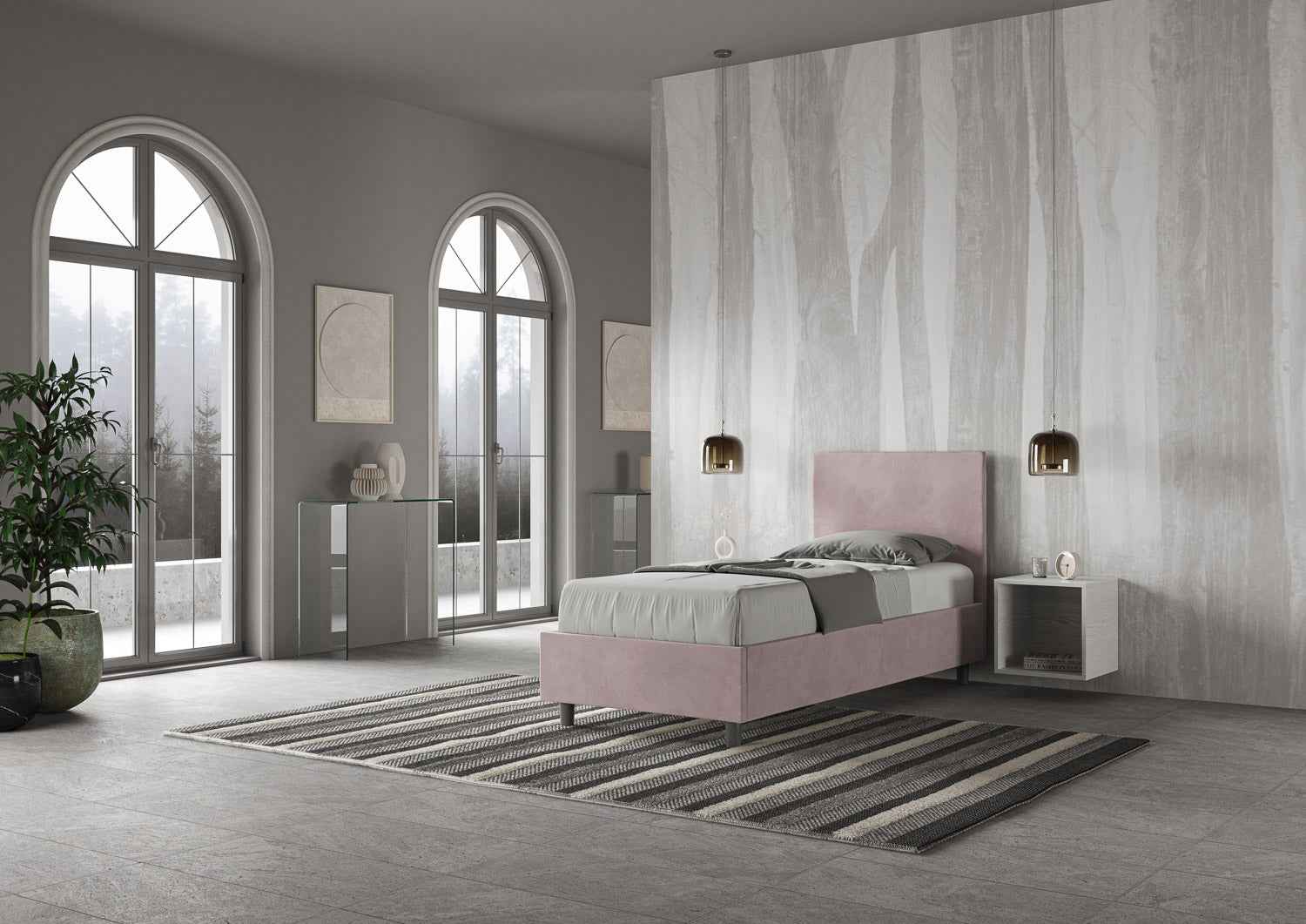 Letto singolo imbottito 80x190 microfibra Adele senza rete e contenitore