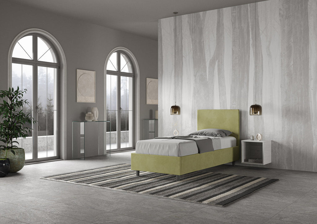 Letto singolo imbottito 80x190 microfibra Adele senza rete e contenitore