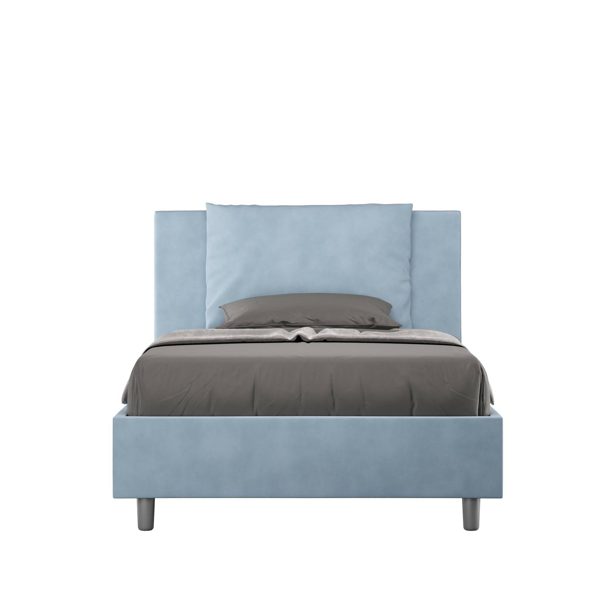 Letto singolo contenitore imbottito 100x190 microfibra Antea