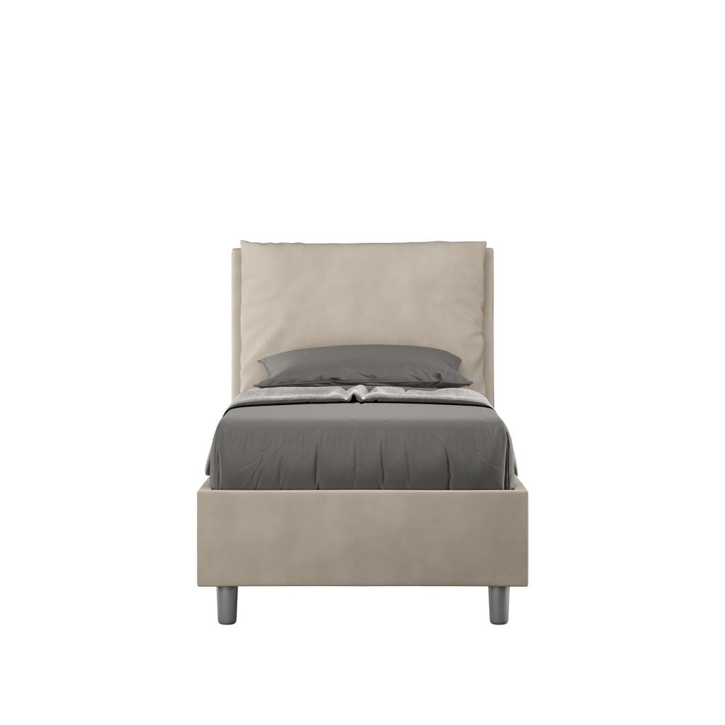 Letto singolo contenitore imbottito 90x210 microfibra Antea