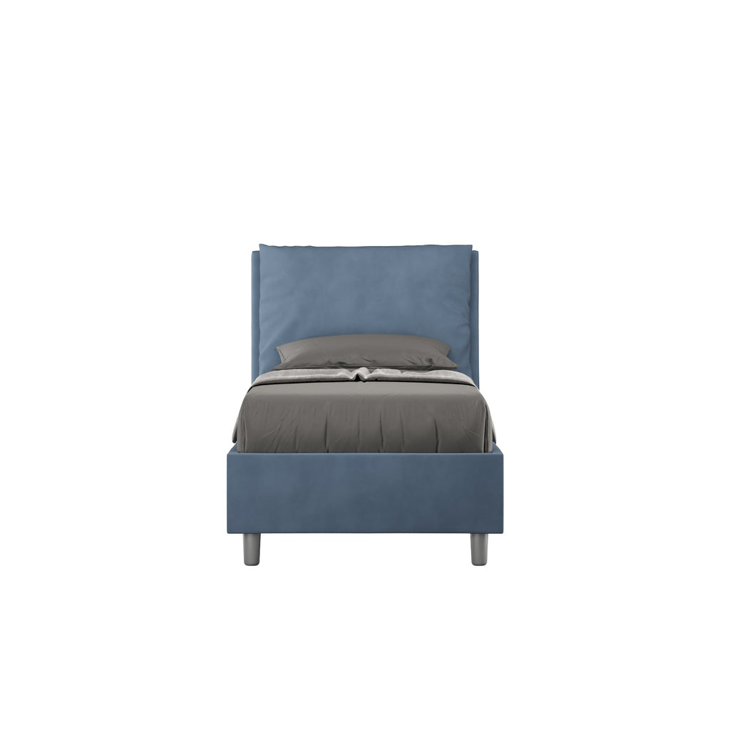 Letto singolo contenitore imbottito 90x190 microfibra Antea