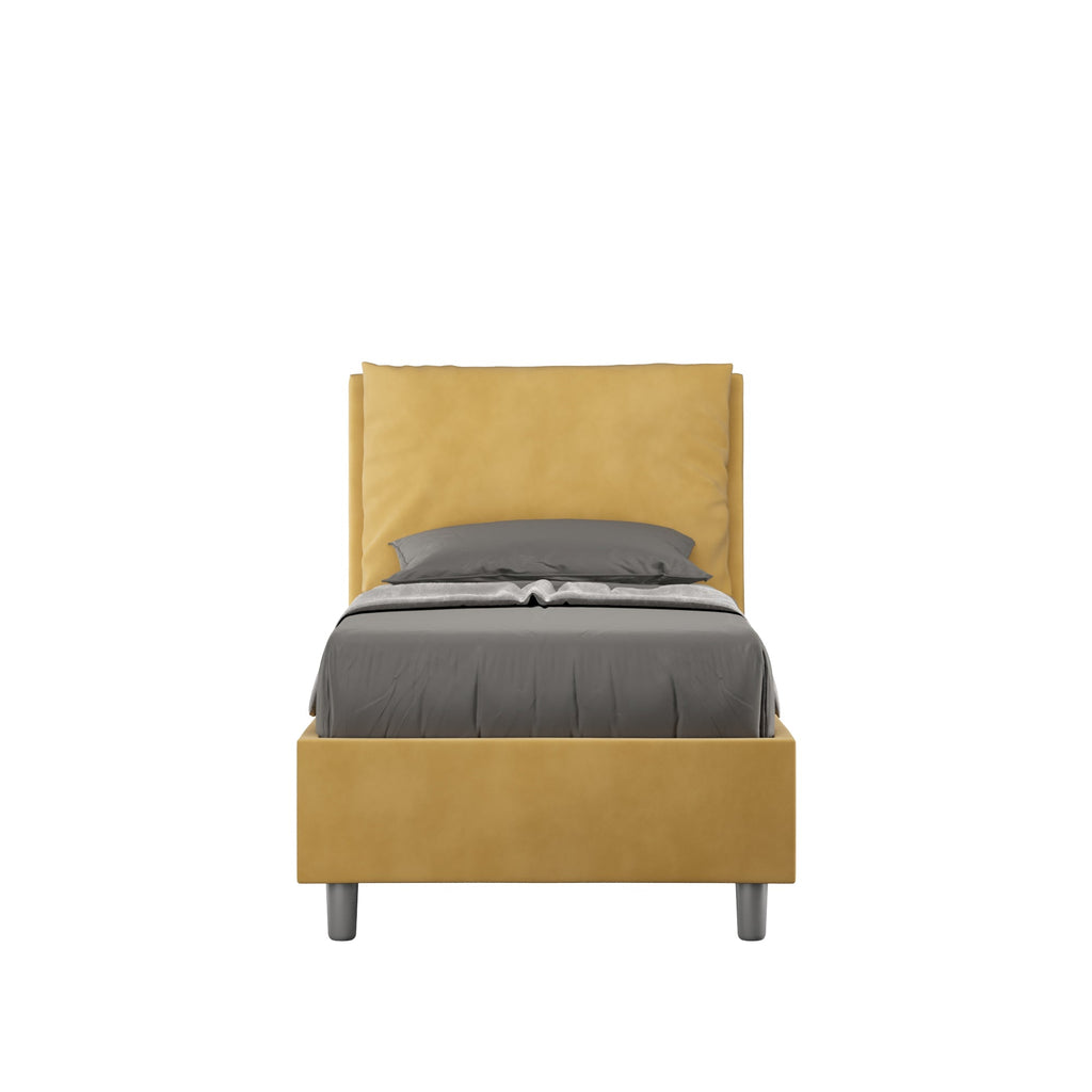 Letto singolo contenitore imbottito 90x200 microfibra Antea
