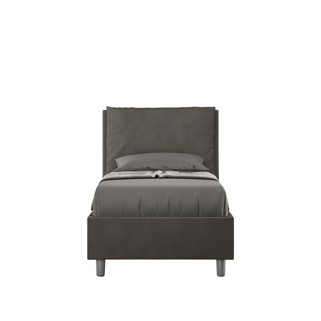 Letto singolo contenitore imbottito 90x200 microfibra Antea