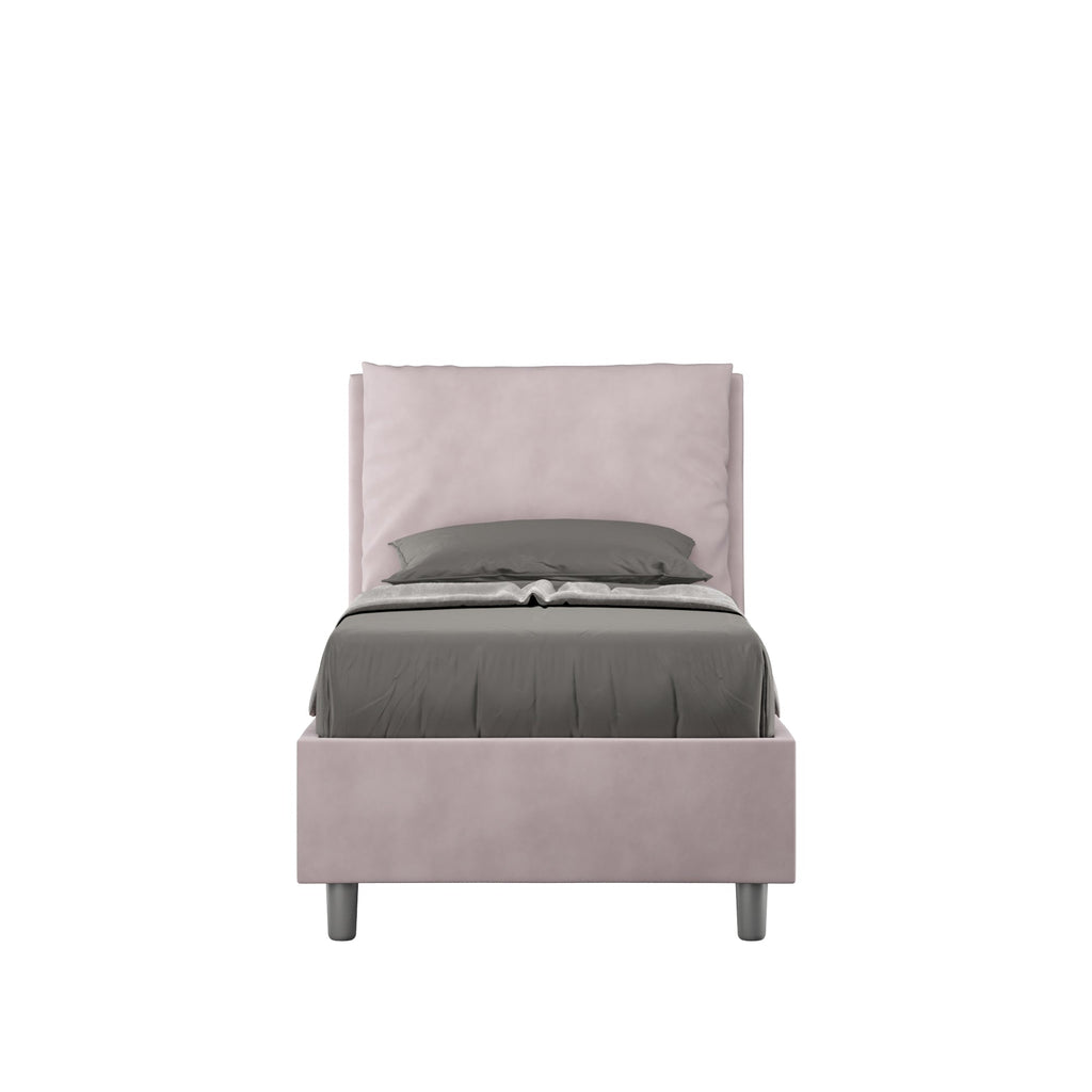 Letto singolo contenitore imbottito 90x200 microfibra Antea