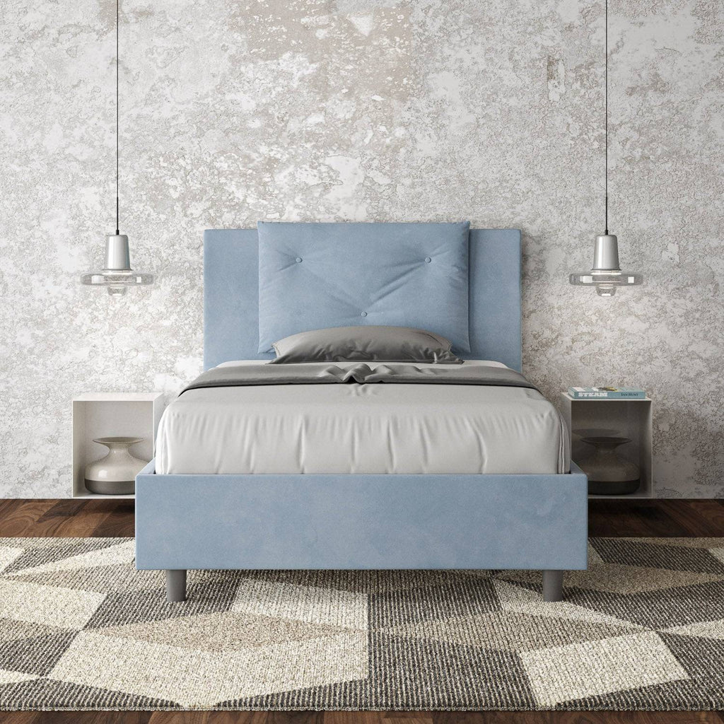 Letto singolo contenitore imbottito 100x210 microfibra Appia