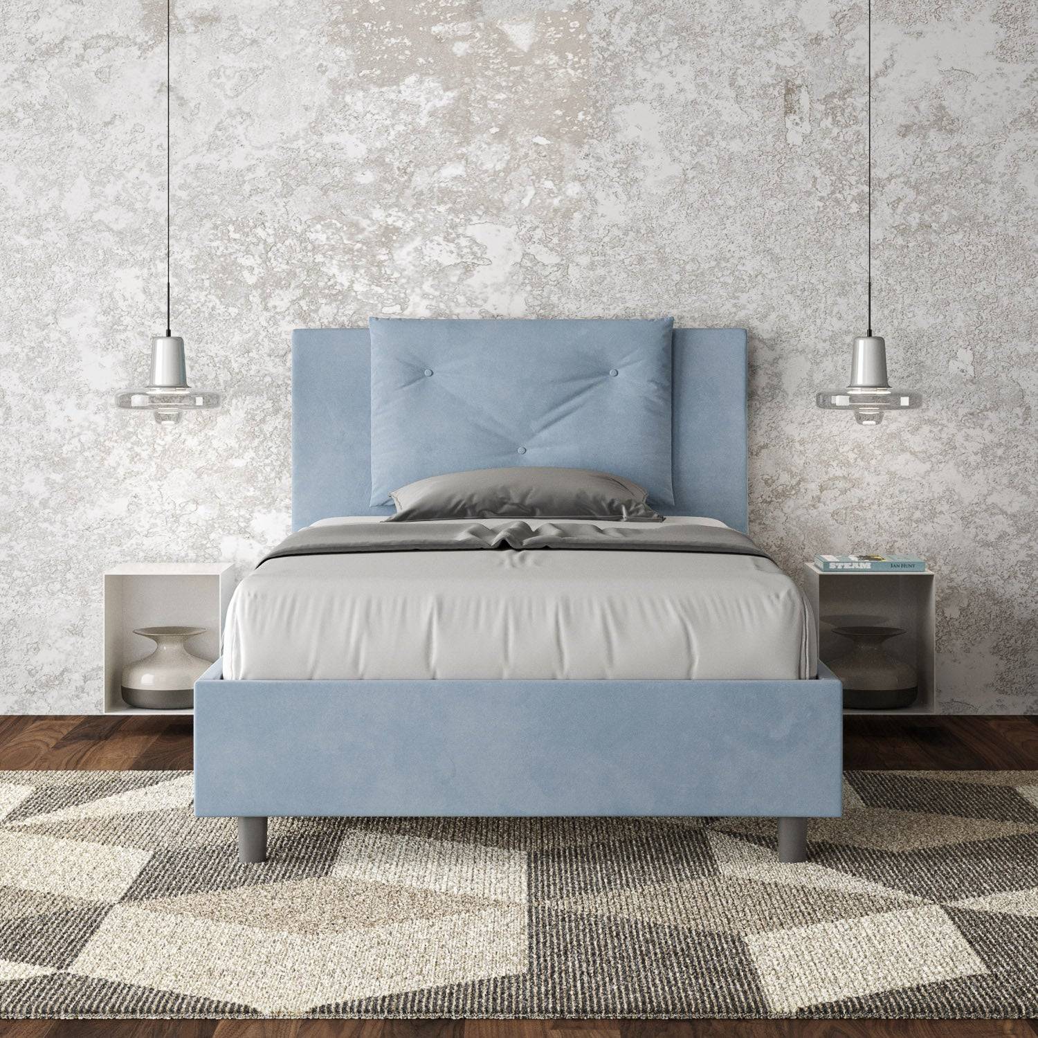 Letto singolo contenitore imbottito 100x210 microfibra Appia