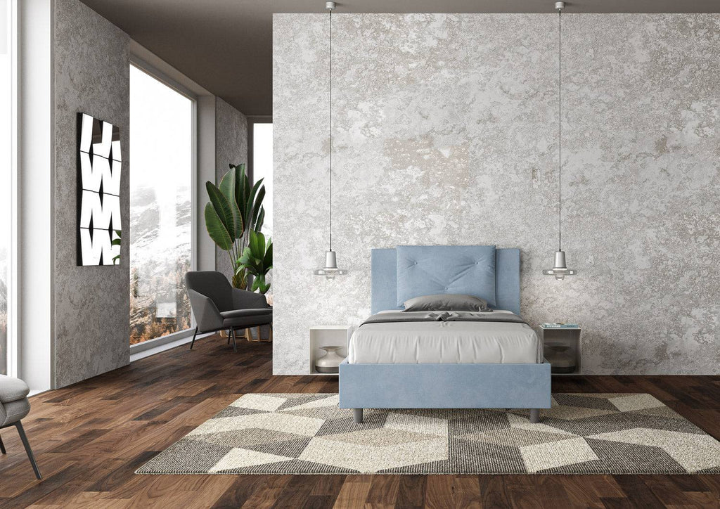 Letto singolo contenitore imbottito 100x210 microfibra Appia