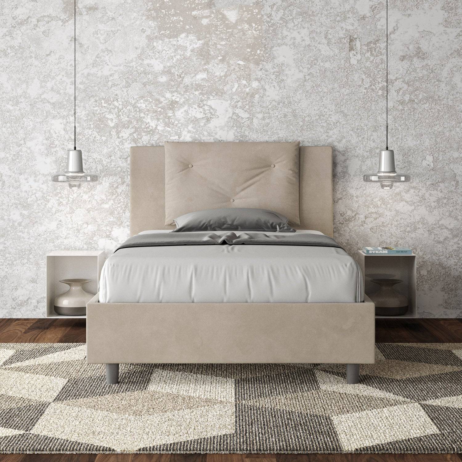 Letto singolo contenitore imbottito 100x200 microfibra Appia