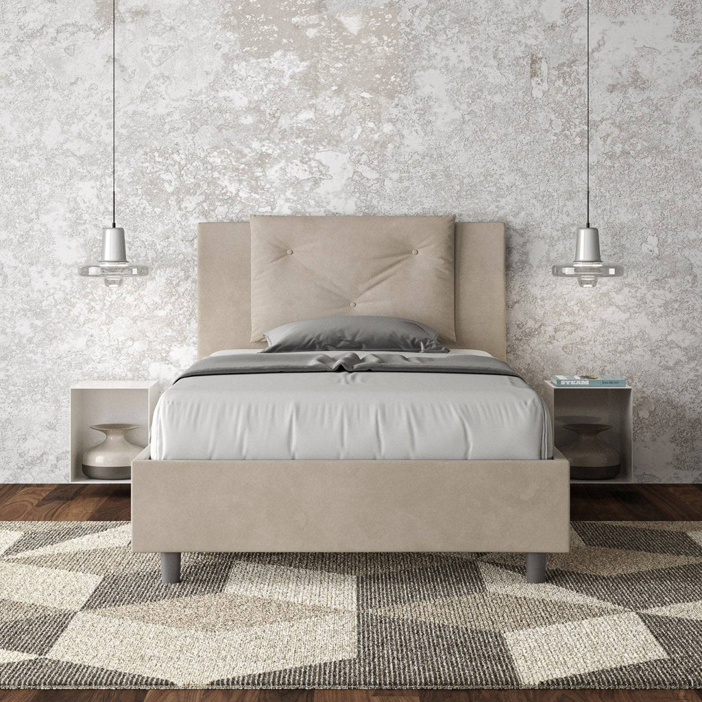 Letto singolo contenitore imbottito 100x210 microfibra Appia