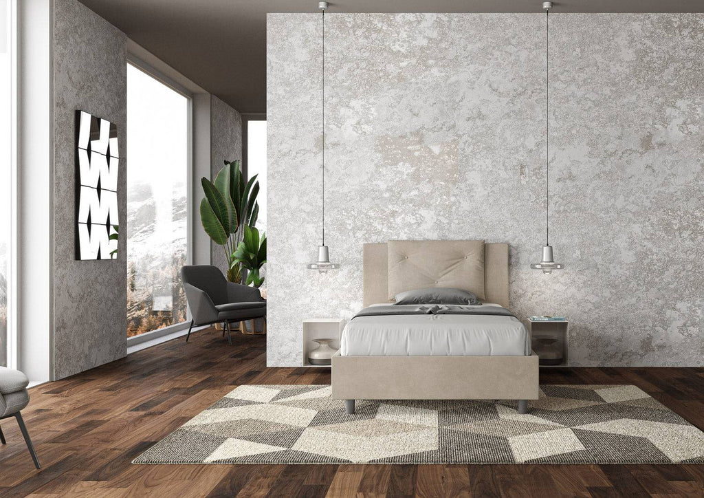 Letto singolo contenitore imbottito 100x210 microfibra Appia