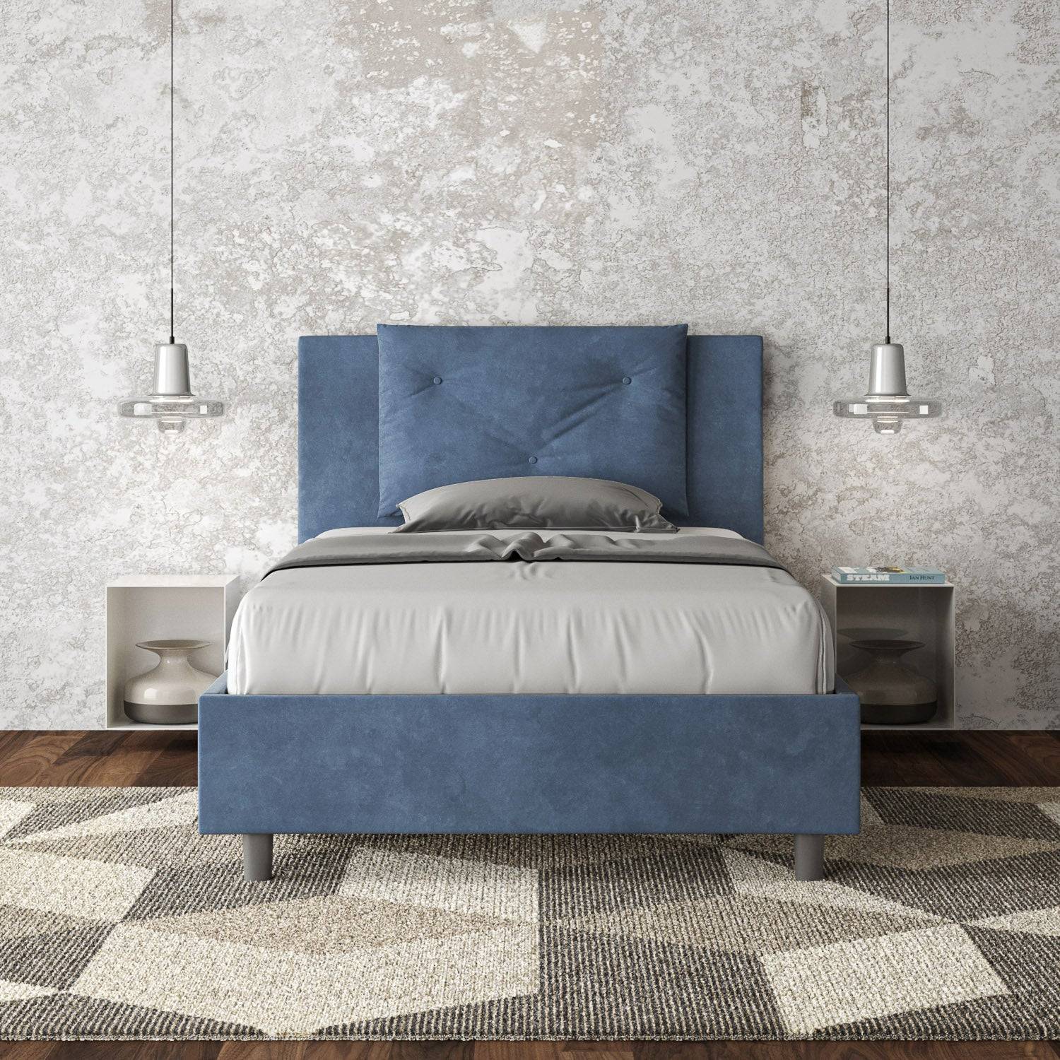 Letto singolo contenitore imbottito 100x200 microfibra Appia