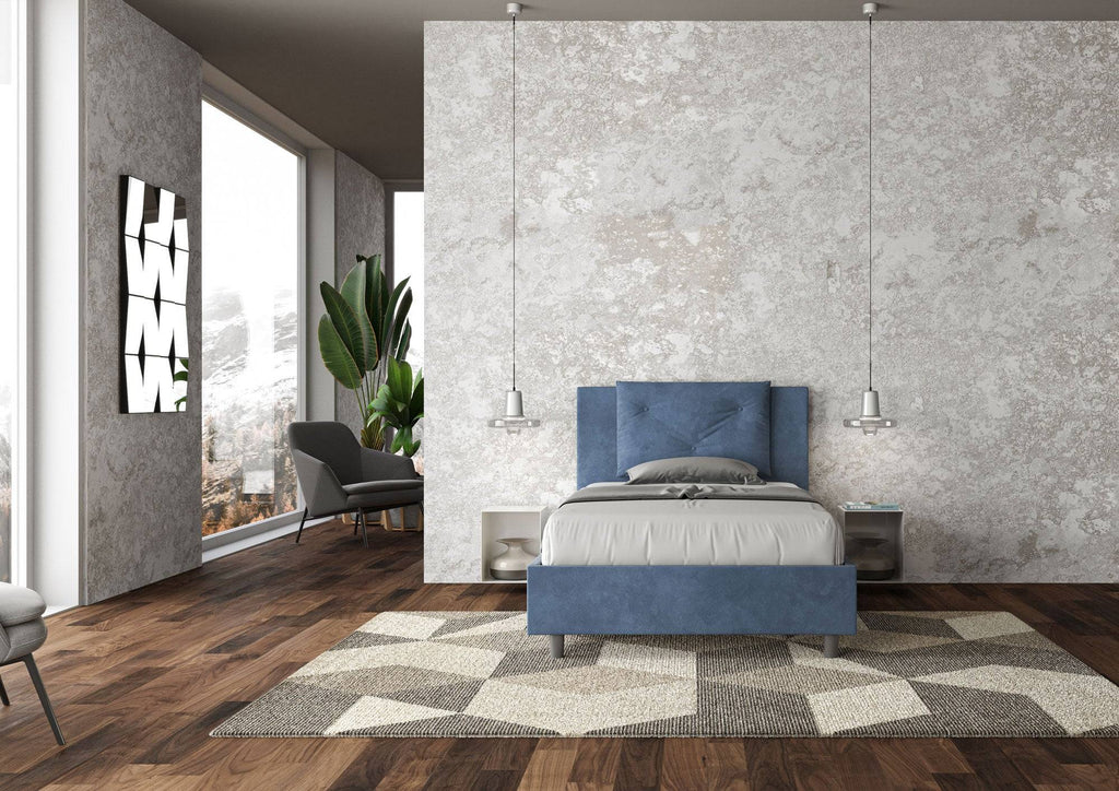 Letto singolo contenitore imbottito 100x200 microfibra Appia