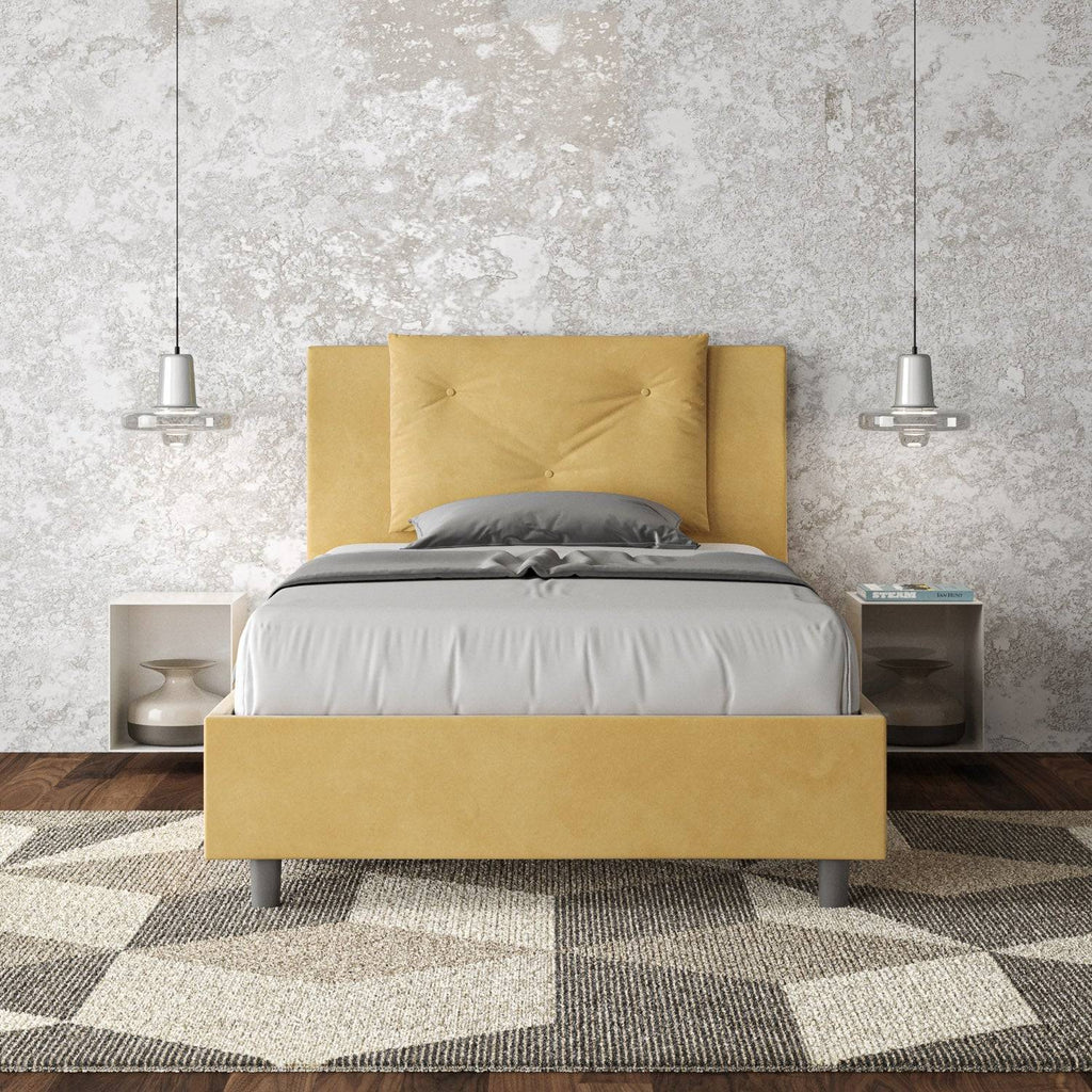 Letto singolo contenitore imbottito 100x200 microfibra Appia