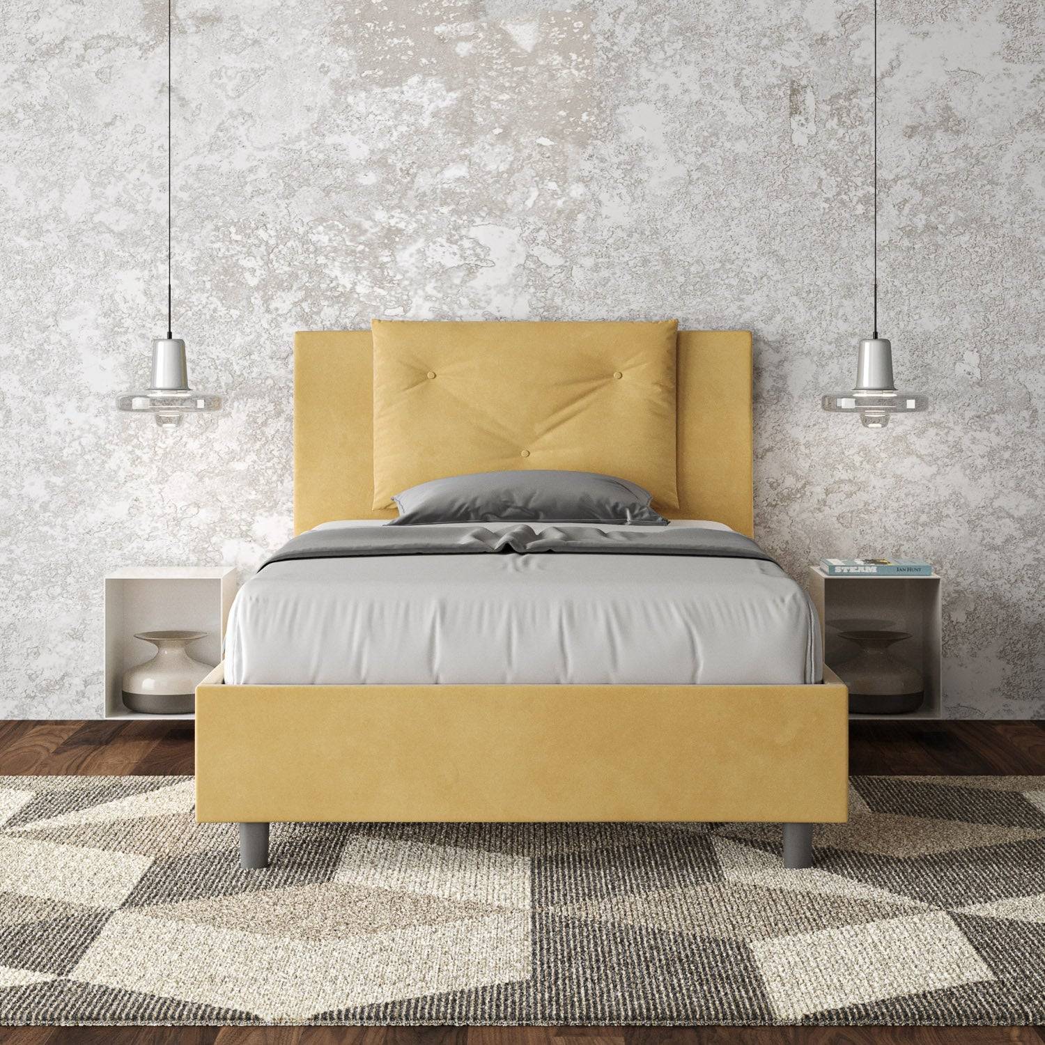 Letto singolo contenitore imbottito 100x200 microfibra Appia