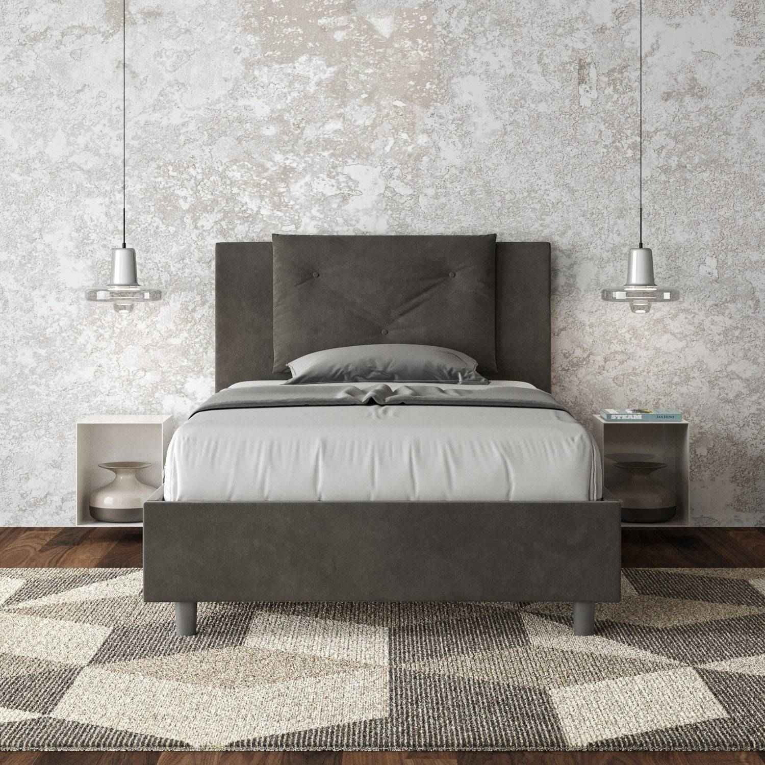 Letto singolo contenitore imbottito 100x200 microfibra Appia