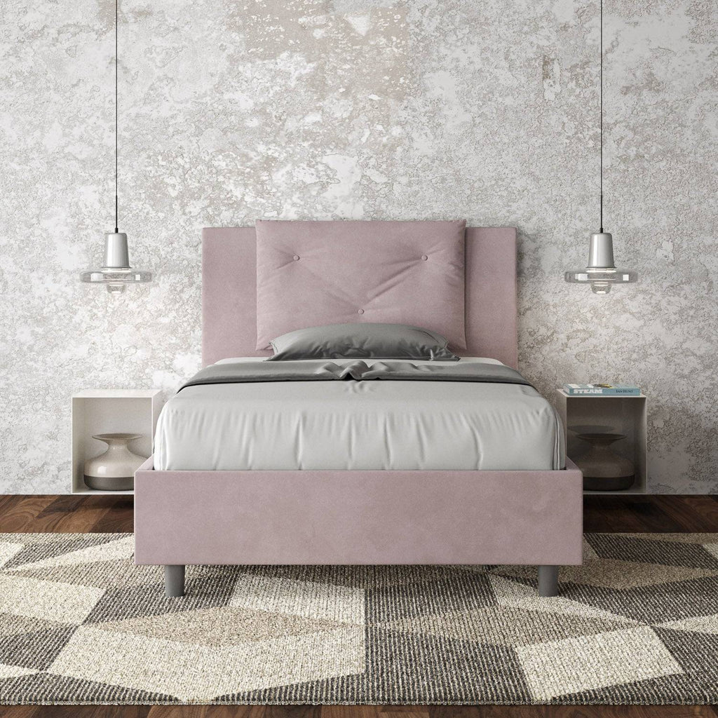 Letto singolo contenitore imbottito 100x200 microfibra Appia