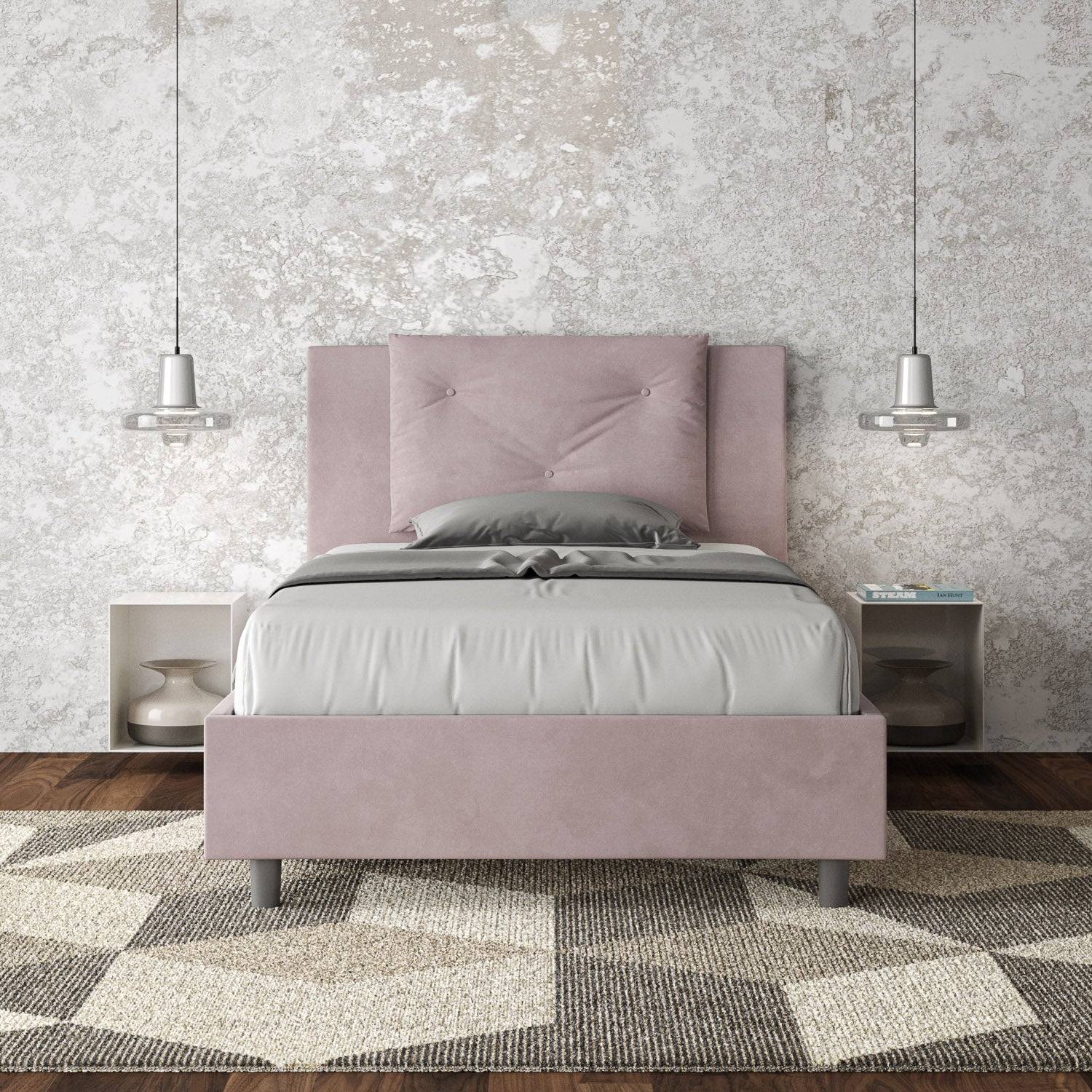 Letto singolo contenitore imbottito 100x200 microfibra Appia