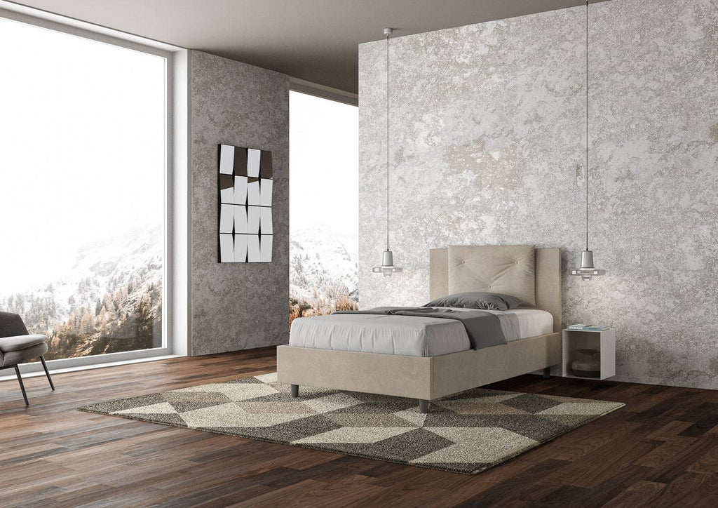 Letto singolo contenitore imbottito 100x200 microfibra Appia