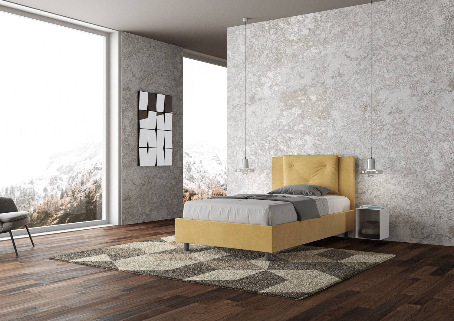 Letto singolo contenitore imbottito 100x200 microfibra Appia