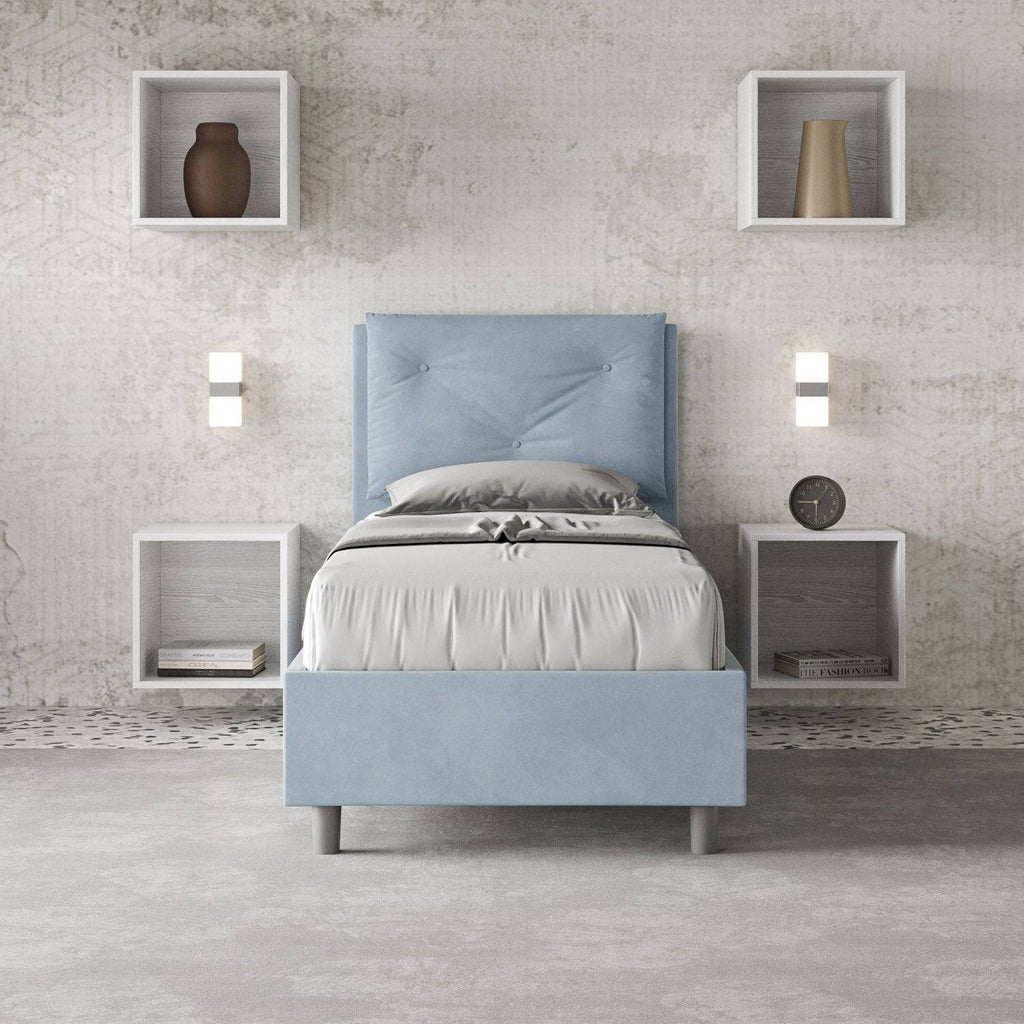 Letto singolo contenitore imbottito 90x190 microfibra Appia
