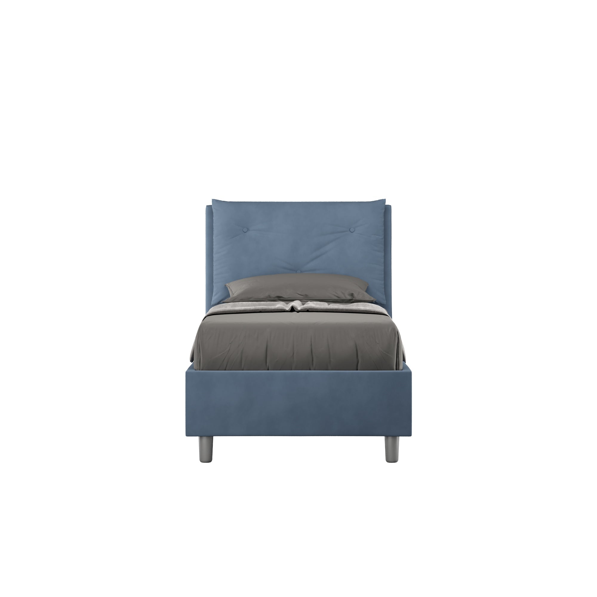 Letto singolo imbottito 90x210 microfibra Appia con o senza rete e contenitore
