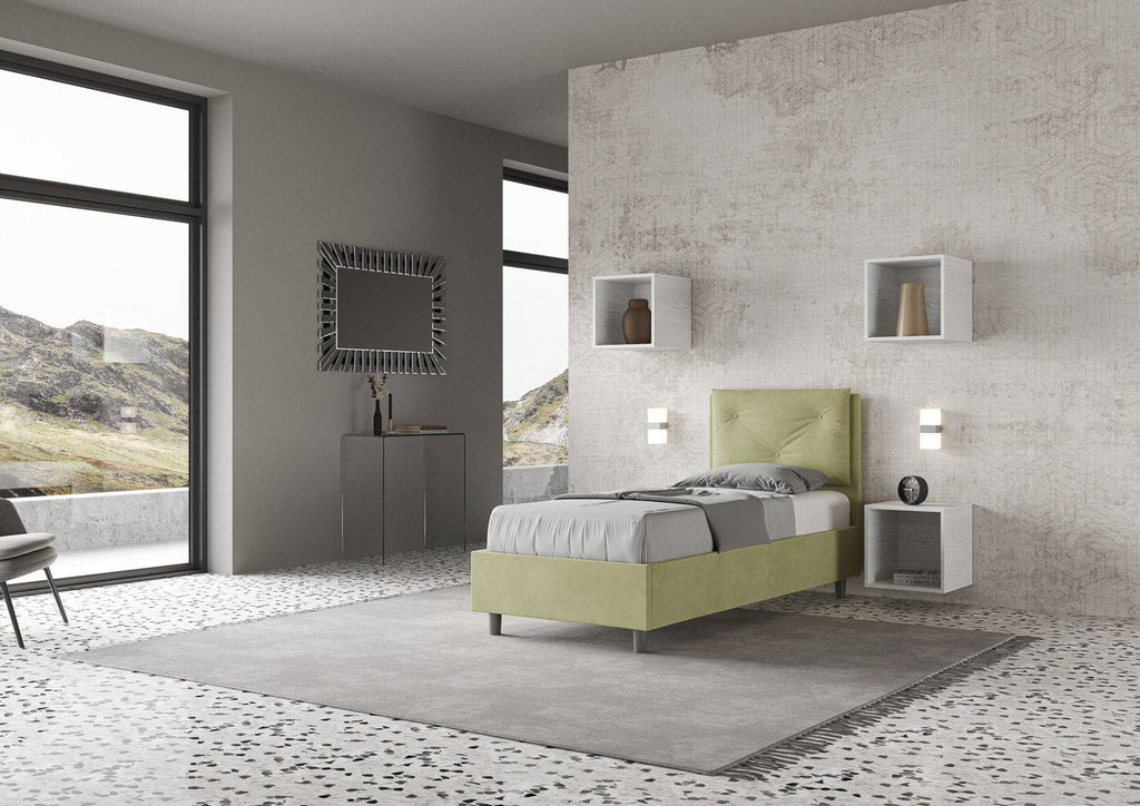 Letto singolo contenitore imbottito 90x190 microfibra Appia