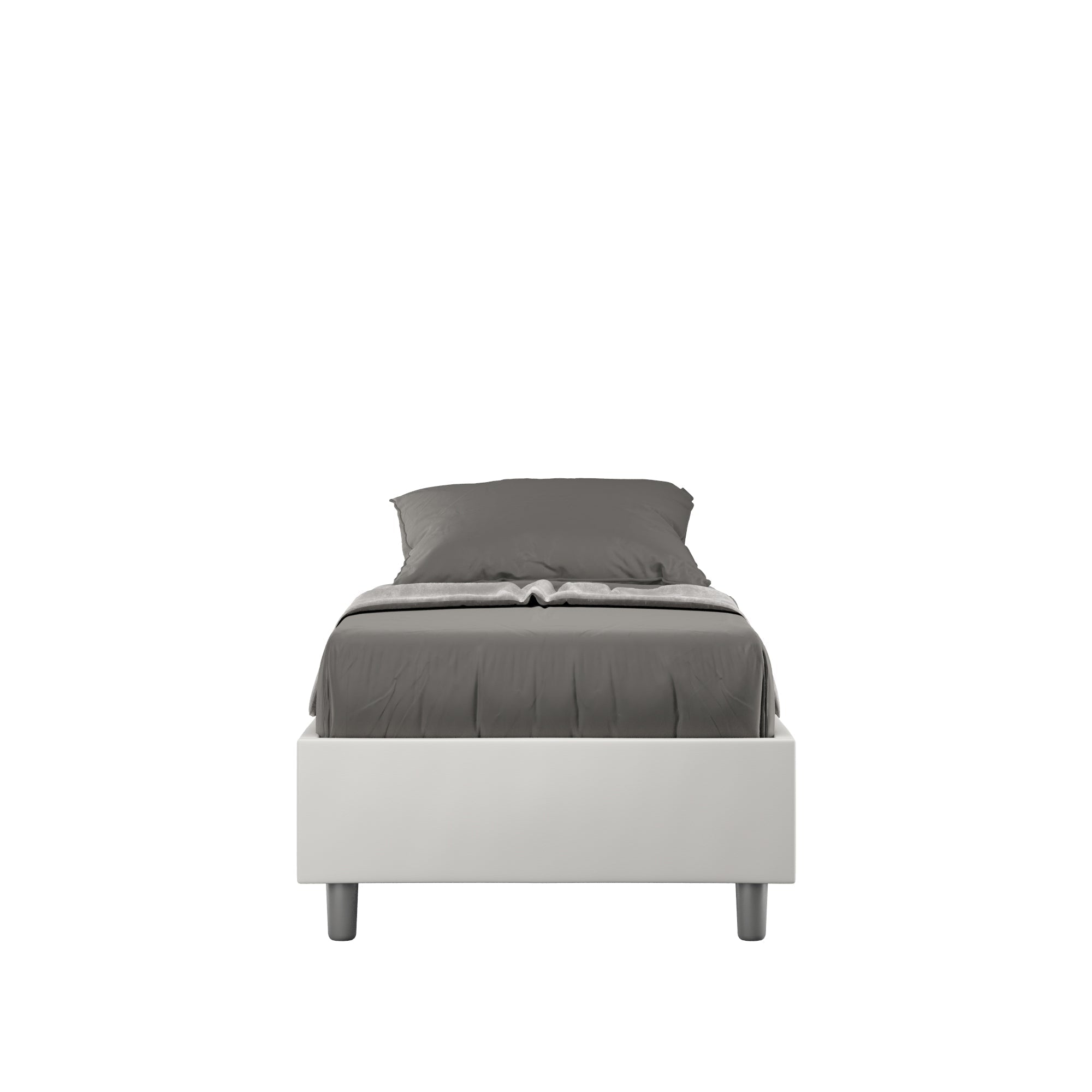 Letto singolo imbottito similpelle Azelia con e senza rete e contenitore