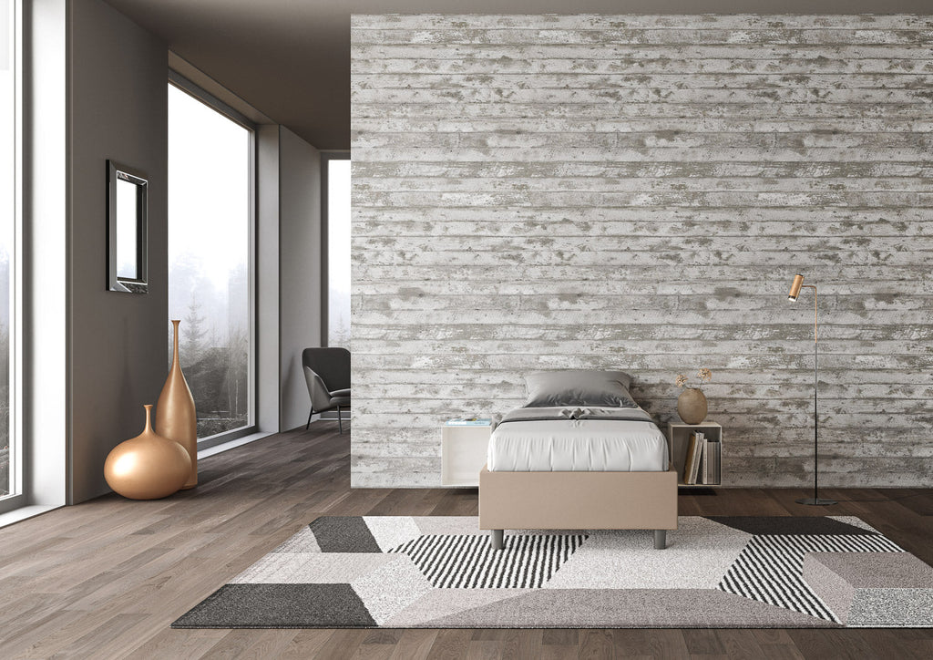 Letto singolo imbottito similpelle Azelia con rete, contenitore e senza rete