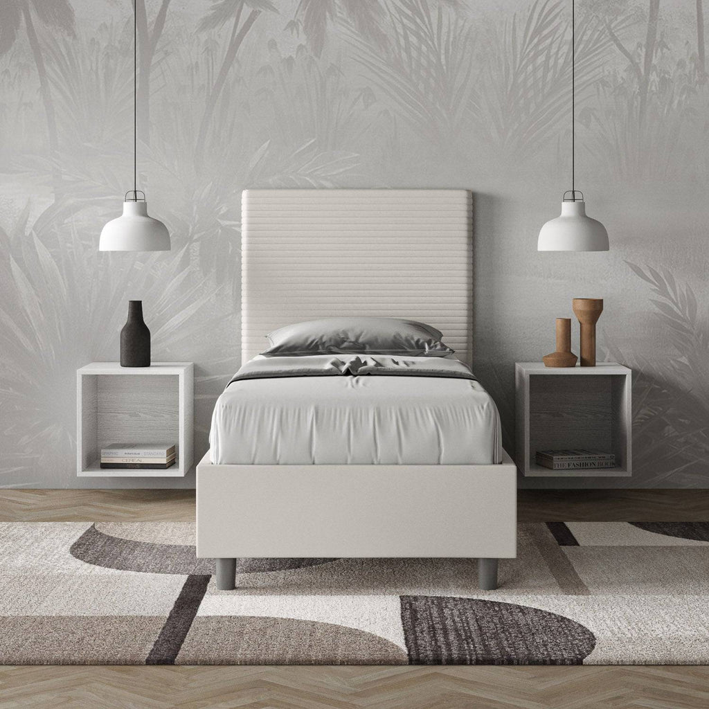 Letto singolo contenitore imbottito similpelle Focus 90x200