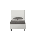 Letto singolo imbottito similpelle Focus con rete, contenitore e senza rete