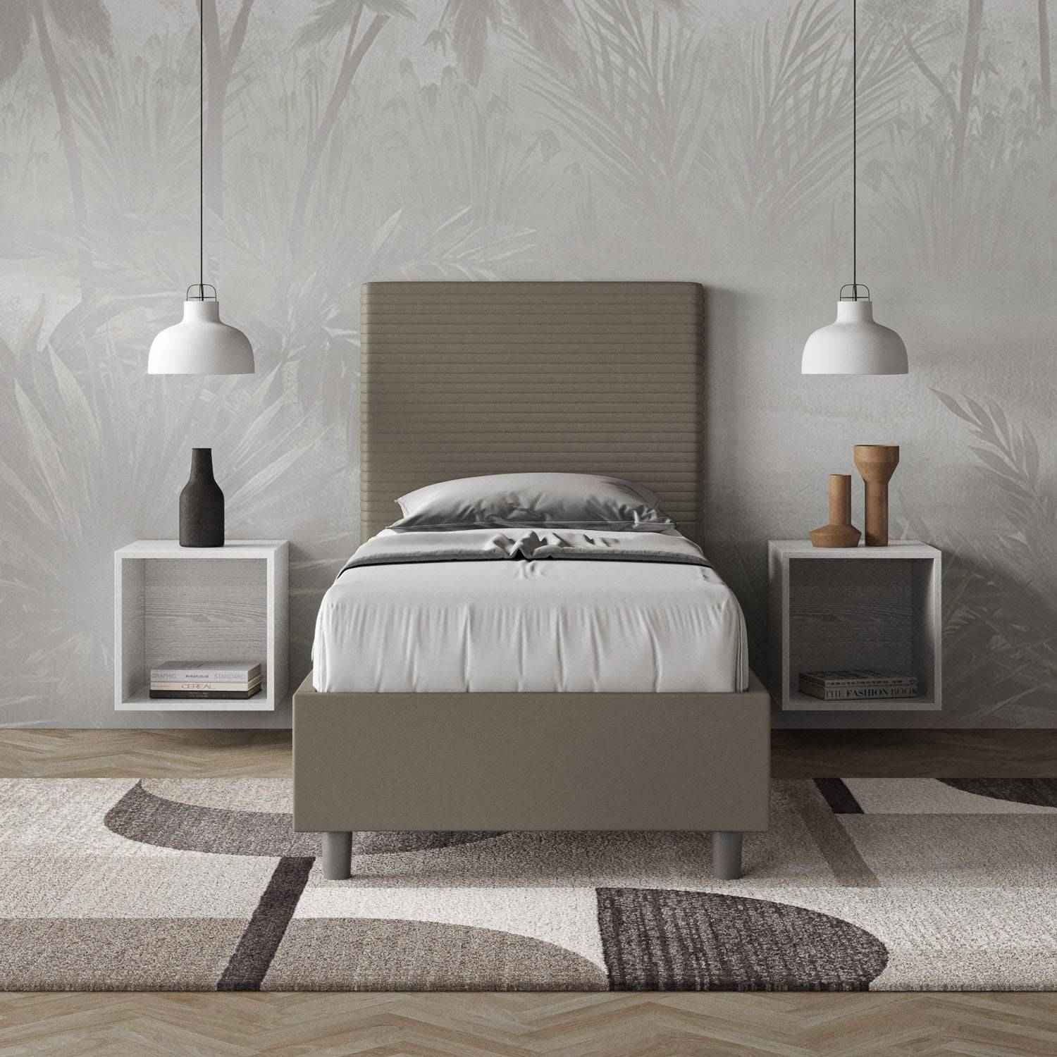 Letto singolo contenitore imbottito similpelle Focus