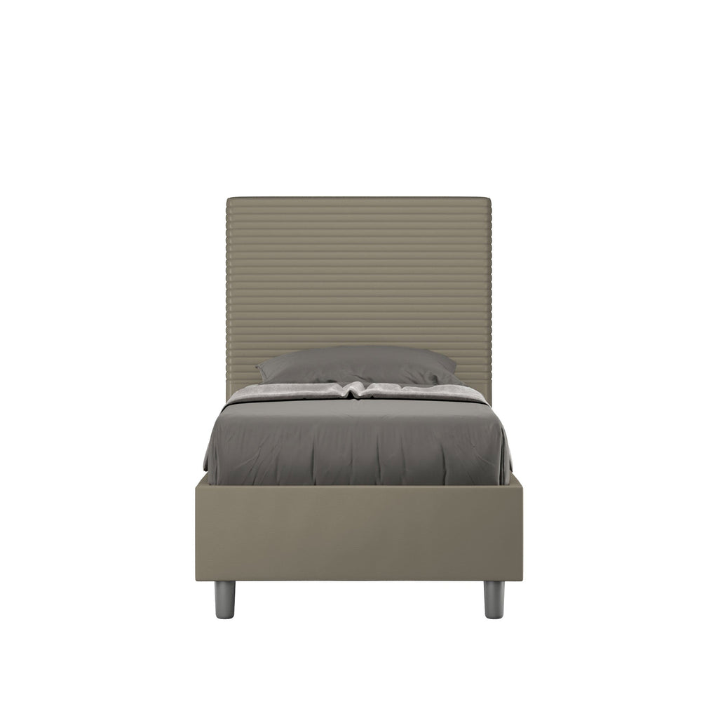 Letto singolo imbottito similpelle Focus 80x200 senza rete, con rete, contenitore