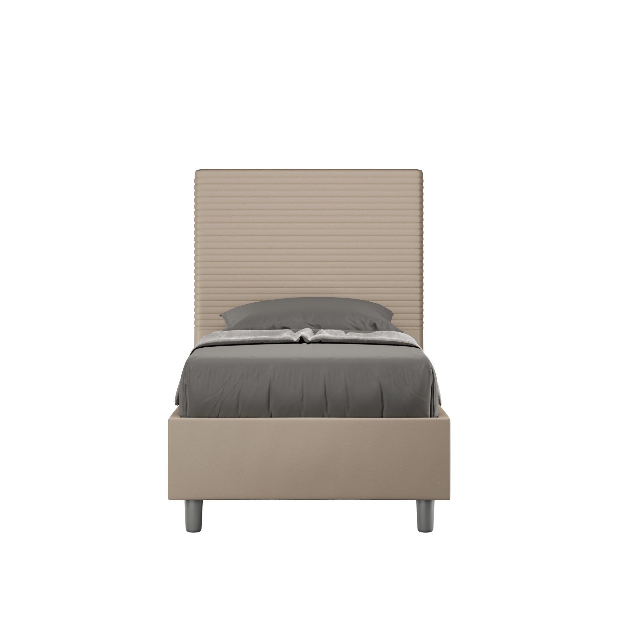 Letto singolo contenitore imbottito similpelle Focus
