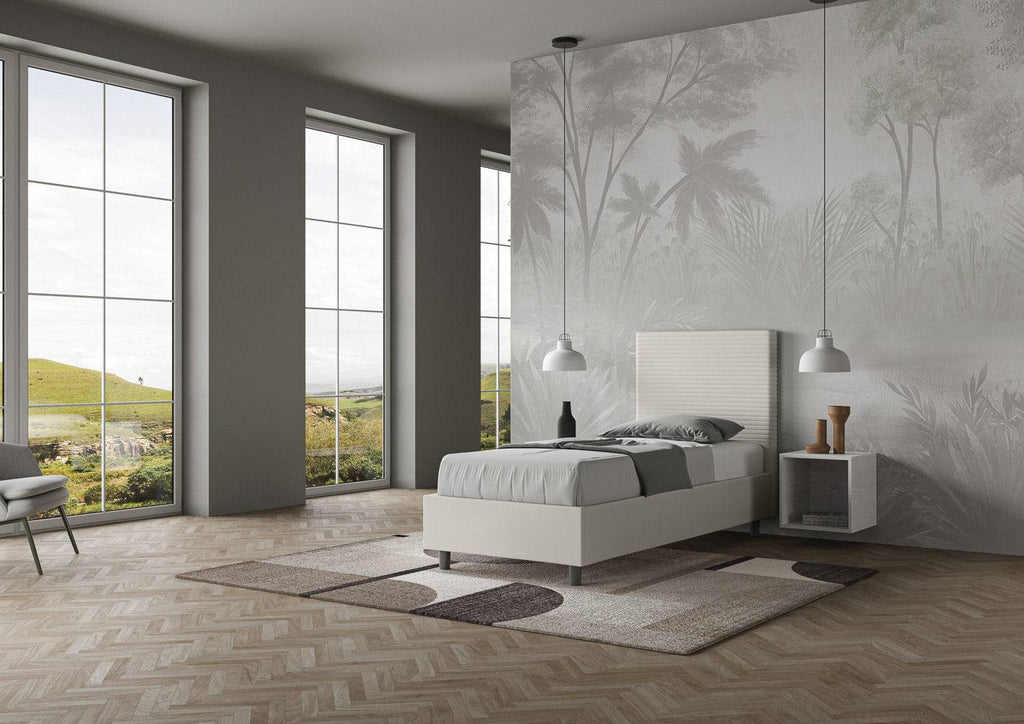 Letto singolo contenitore imbottito similpelle Focus
