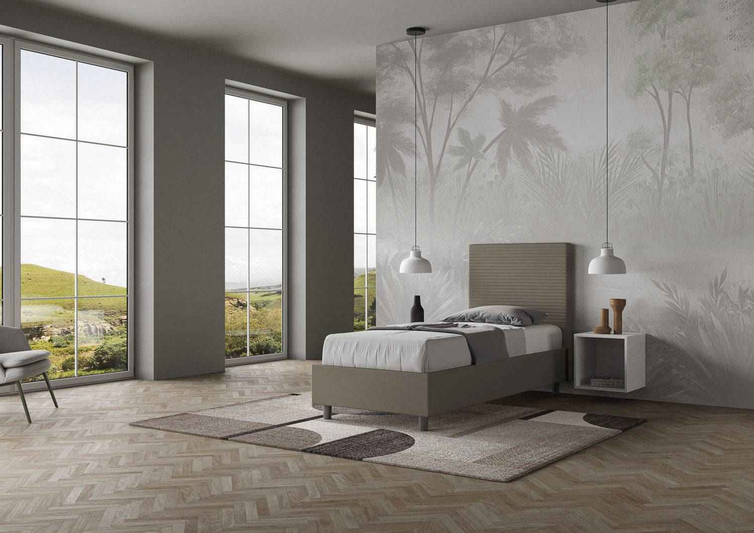 Letto singolo contenitore imbottito similpelle Focus