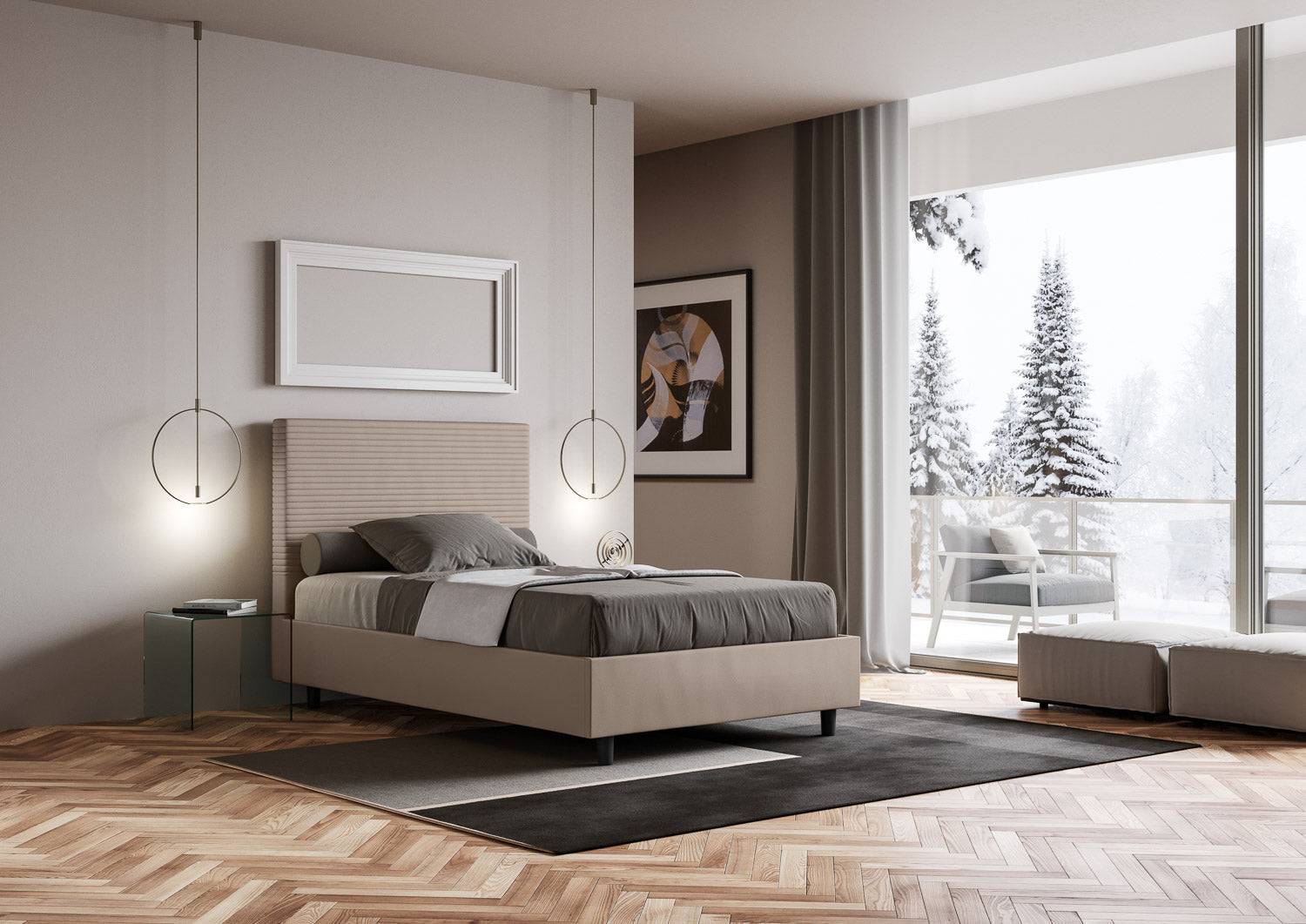 Letto singolo contenitore imbottito 100x190 similpelle Focus