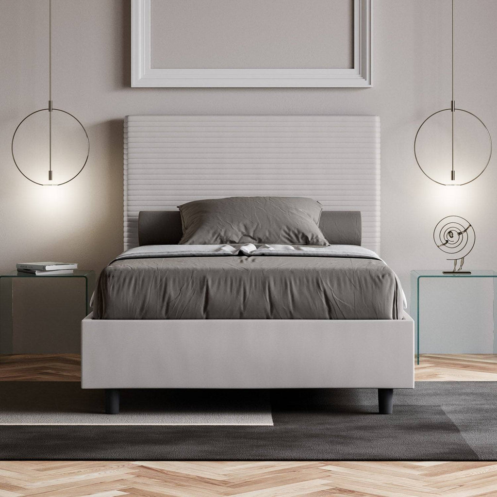 Letto singolo contenitore imbottito similpelle Focus