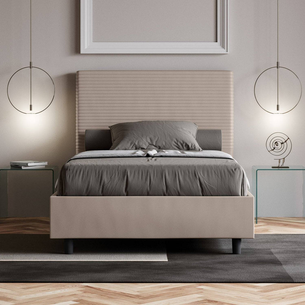 Letto singolo contenitore imbottito similpelle Focus