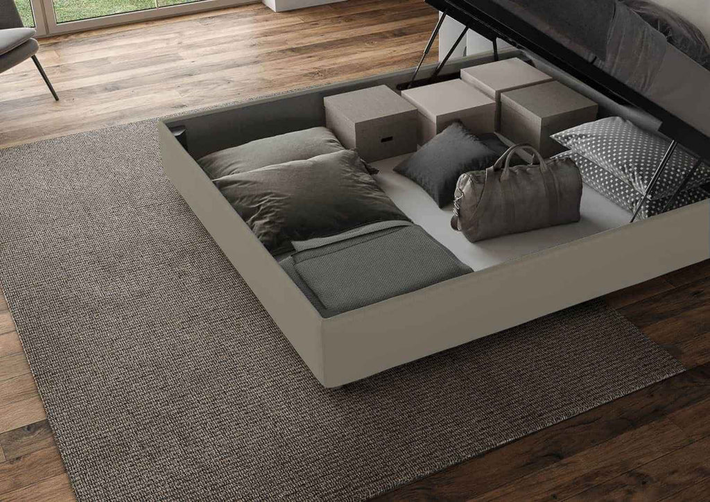 Letto singolo contenitore imbottito similpelle Sunny